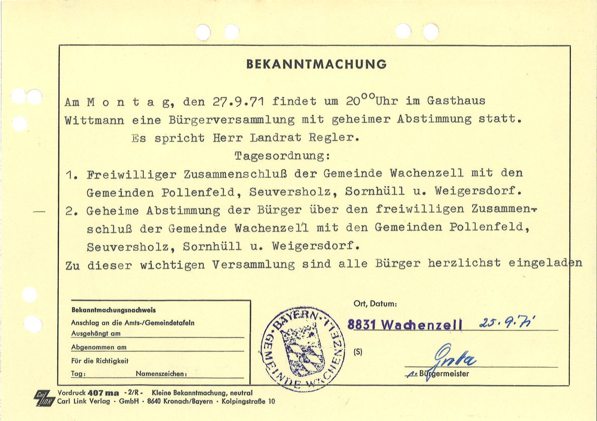 Bericht über die Gemeindegebietsreform vor 50 Jahren