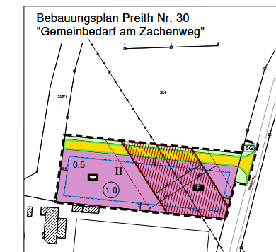 usschnitt aus dem Bebauungsplan &quot;Gemeinbedarf am Zachenweg&quot;