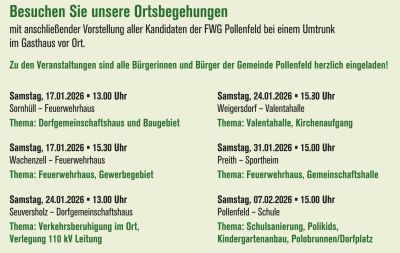 Termine Ortsbegehungen